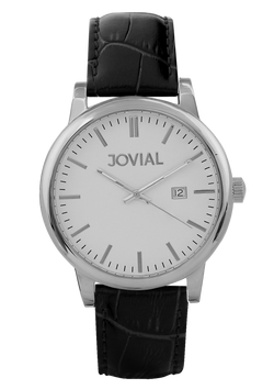 Classic JOVIAL watch 2008GSLQ27E Gents Silver (white)42mm Genuine Leather