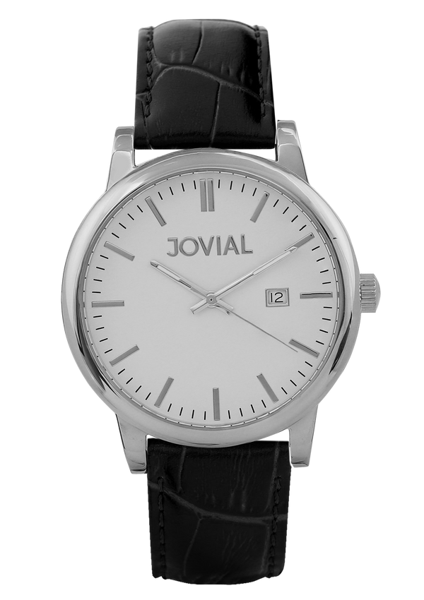 Classic JOVIAL watch 2008GSLQ27E Gents Silver (white)42mm Genuine Leather